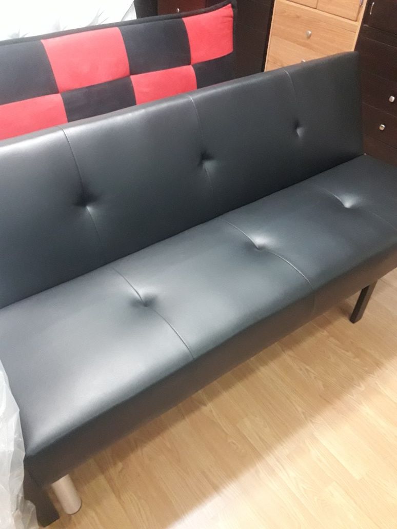 New futon bed leather black