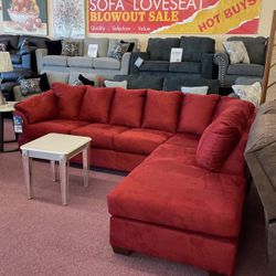 🇺🇸HUGE Ashley Furniture Blowout Sale!🇺🇸 Brand New Red Microfiber Sectional! $50 Down Takes It Home Today!