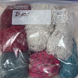 Mixed Yarn Bundle (Red, Teal & Neutrals)