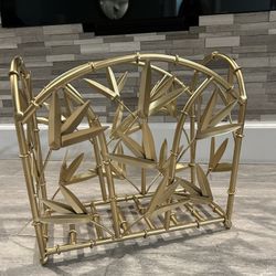 Vintage MCM Hollywood Regency faux Bamboo Magazine Rack 