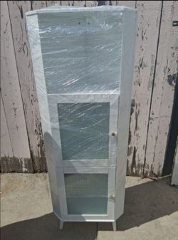 Tall White Display Cabinet