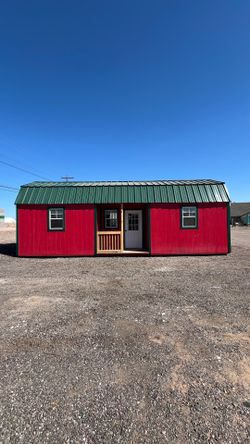 Available: This beautiful Center Lofted Cabin 12x32 – Ready for immediate delivery! 🔥