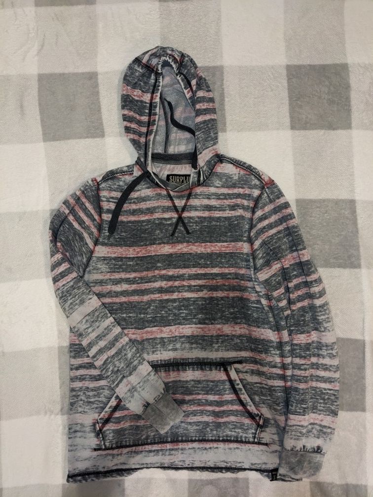 Pink/Gray distressed Hoodie Small Mens