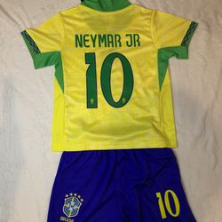 Neymar Brazil Kids Jersey Age 8-9 Medium Youth Soccer Uniform Set - Brand New Fast Shipping