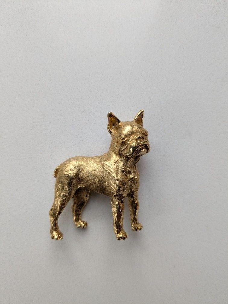 Trifari Gold Plated Dog Brooch Pin