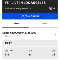2 tickets for kanye west (april 3rd)