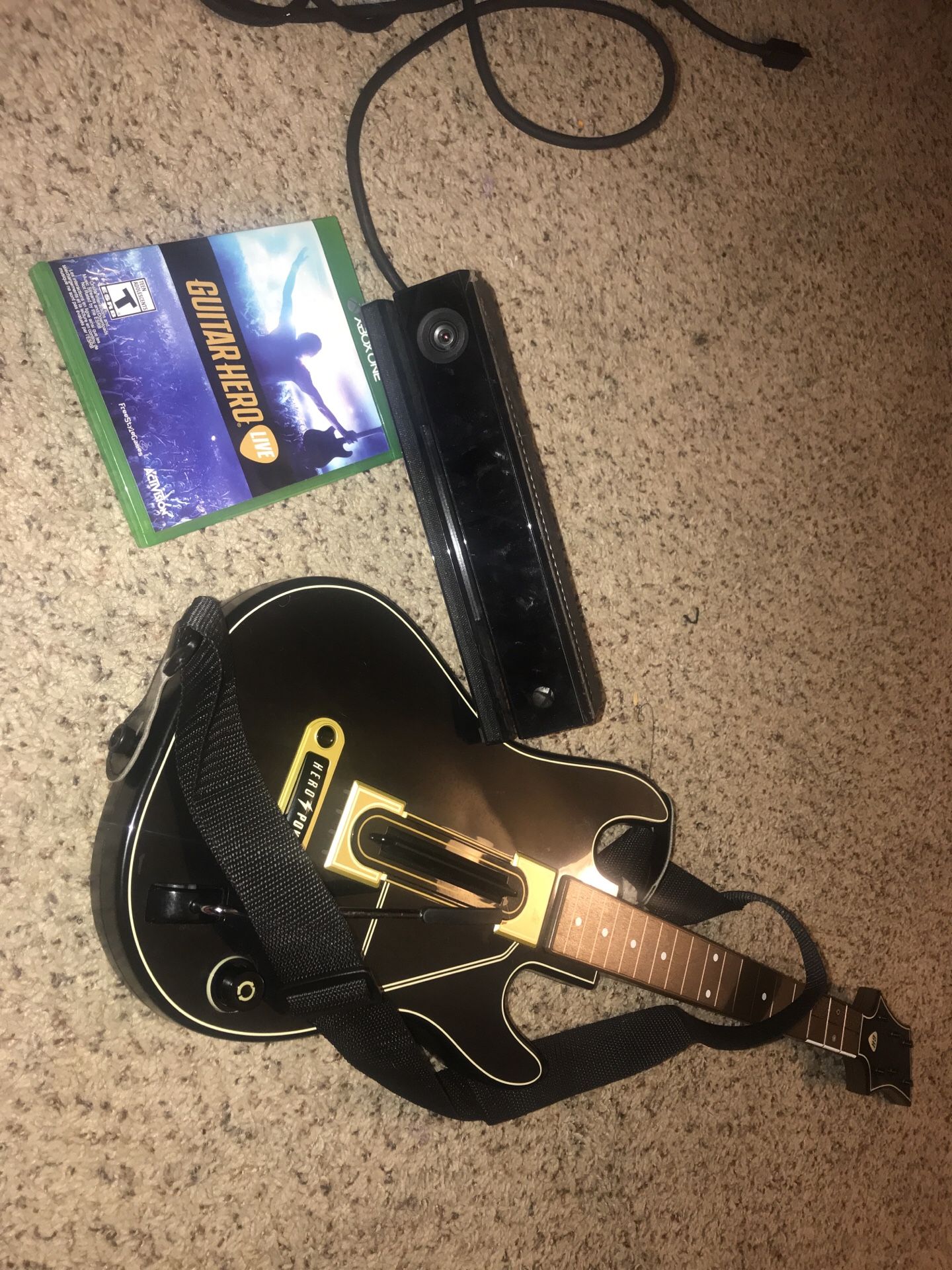 Xbox one Kinect guitar hero game and guitar