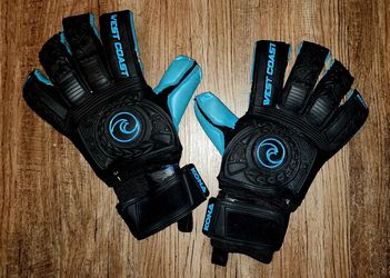 West Coast KONA Blackout Cyan Edition Goalkeeper Gloves Pre Owned