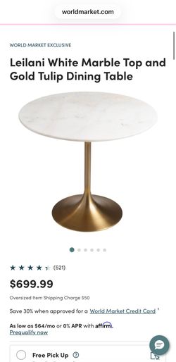 Leilani White Marble Top & Gold Tulip Dining Table