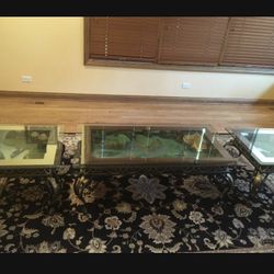 Iron/glass coffee table set - mint condition