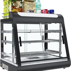 Countertop Food Warmer with top Holder, 27 inch Commercial Food Warming Cabinet, tri-Color Lighting, w/Thermometer and Adjustable Thermostat for Cafet