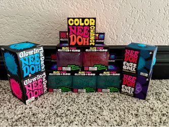 New Needoh Fuzz Ball Velvet Squeezee Nee Doh Flower Power Color Change Glow in the Dark Nice Ice Glitter Glow Needohs Squishy