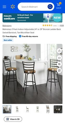 Mainstay Swivel Barstools-Tan Microfiber