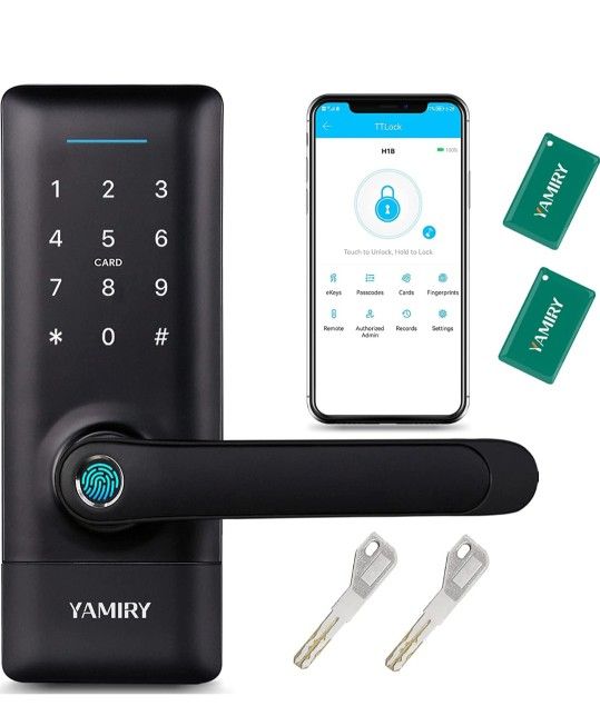 Smart Door Lock, Yamiry Smart Door Handle, Biometric Fingerprint Door Lock, Keyless Entry Door Lock with Handle, Electronic Door Lock, Code Door Lock 