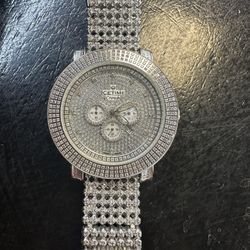6.00 Carat Diamond Bezel & Band Icetime Sterling Steel Watch 