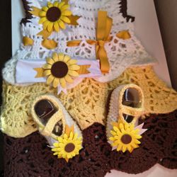 $25 Vestidos tejidos para niña incluye zapatitos y diadema