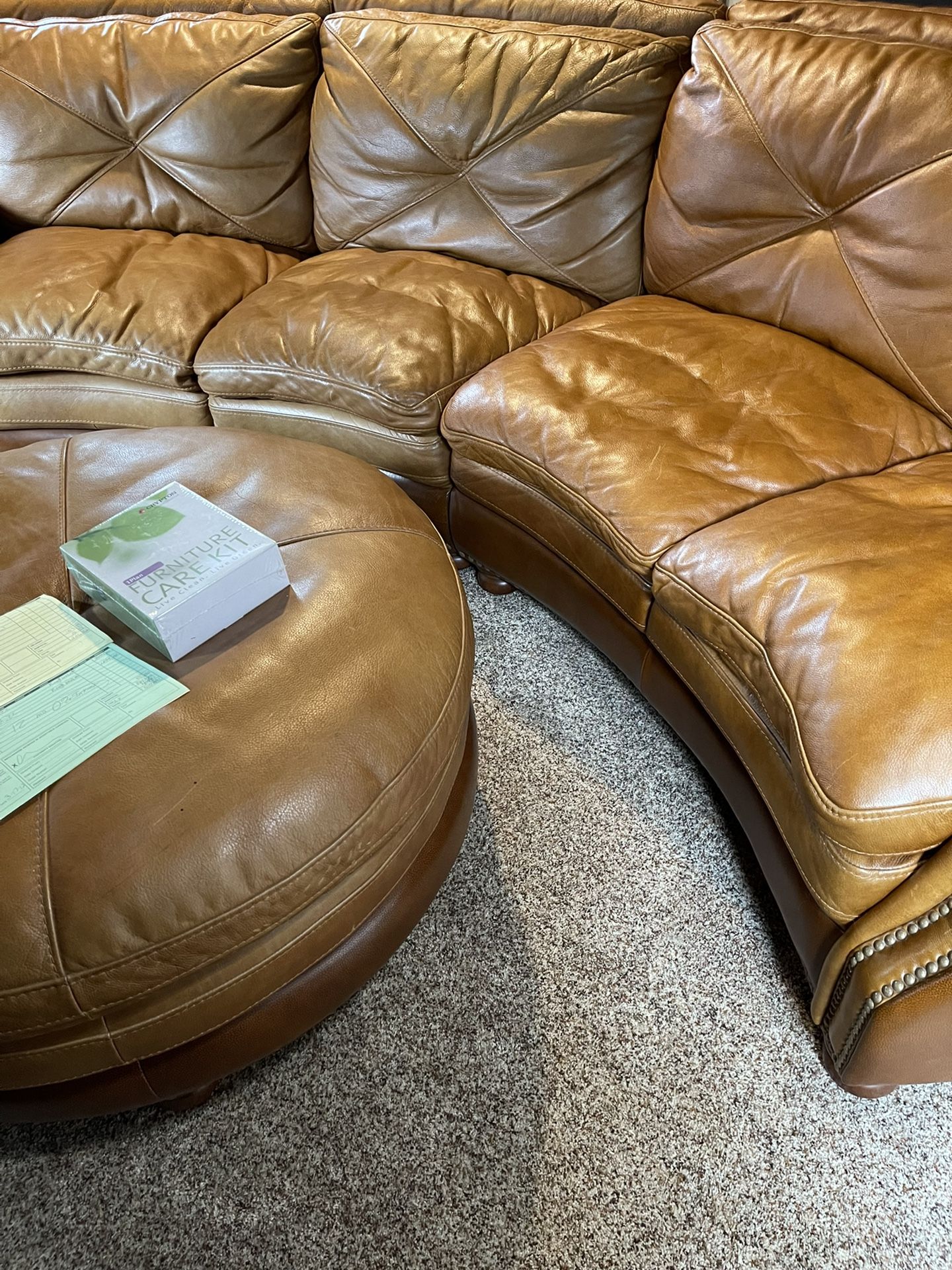 Flexsteel Crescent Leather Sofa