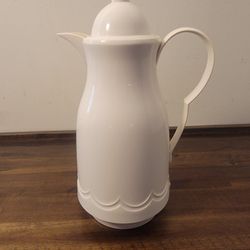 Vintage OGGI Coffee Thermos Canister WHITE 12"H WITH LID