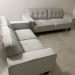 2 Piece Living Room SET in Grey VELVET 