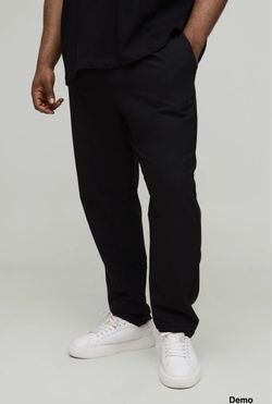 boohooMAN Plus Elasticated Waist Technical Stretch Slim Trousers (3XL)