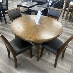 5 piece Round Dining Set 47” Dining Table Brand New In Stock Only $399.00