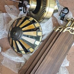 52" Indoor Ceiling Fan With Tiffany Glass Style Light