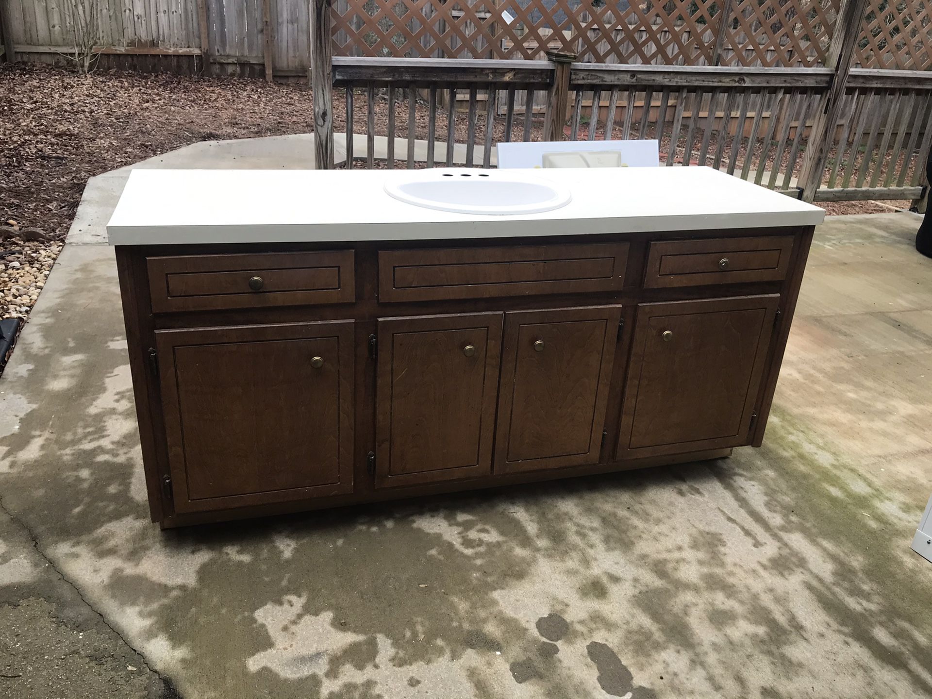 67 inch bathroom vanity all wood with countertop and sink