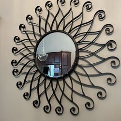 Large Black Metal Mirror