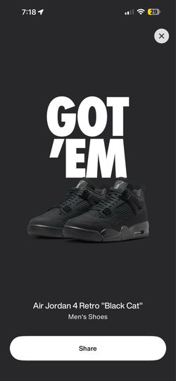 Jordan 4 Black Cat Size 12