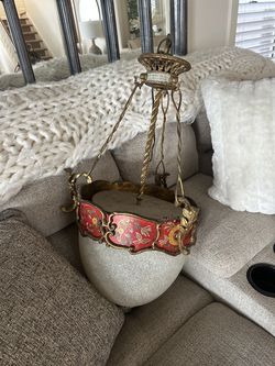 1-vintage -Tracy Porter Neoclassical Gilt Hand Painted Pendant Light