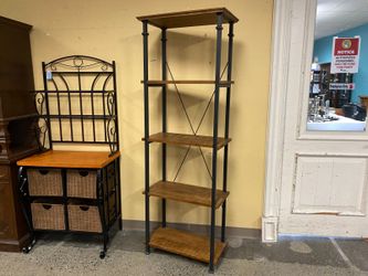 Industrial 5-Tier Planked Open Bookshelf
