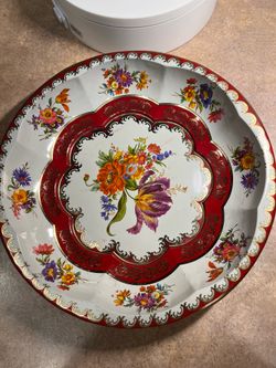 Vintage 1971 Daher Decorated Ware Scalloped Floral Tin Bowl Made in England