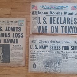 3 different Chicago newspapers...Dec. 7 and Dec. 8, 1941!