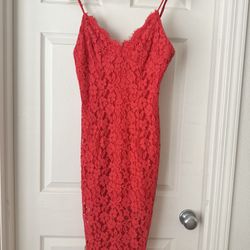 Red Lace Midi Dress Size S