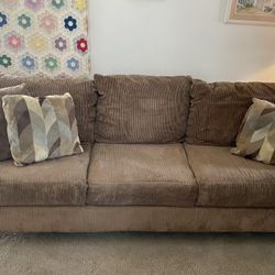 Brown Corduroy Microfiber Sofa
