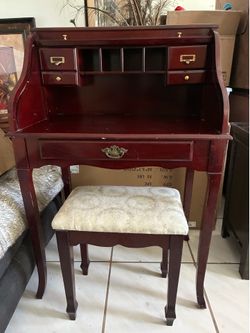 Roll-Top Secretary Desk with Bench