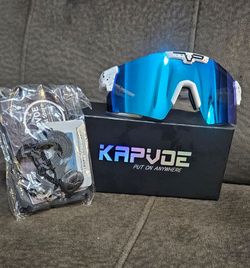 Kapvoe Sport Sunglasses with Blue Mirror Lens
