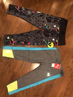 2 Pair Girls Capri Athletic Leggings- sz 12