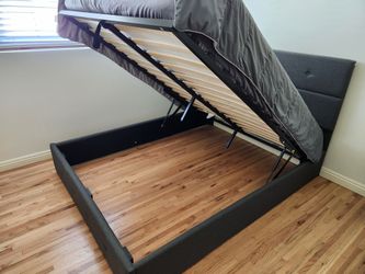 Queen lift-up storage bed frame