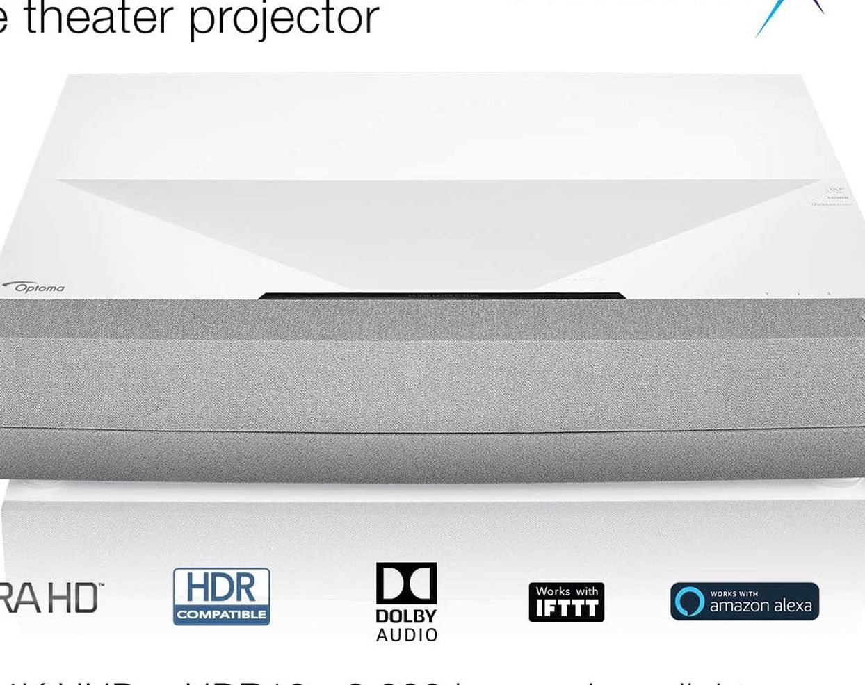Optoma CinemaX P2 4K UHD 16:9 Laser Home Cinema Projector with Soundbar