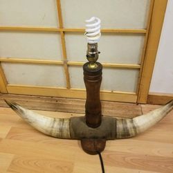 Vintage Bull Horns Lamp