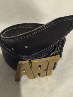 Brass art buckle with leather belt " very cool"