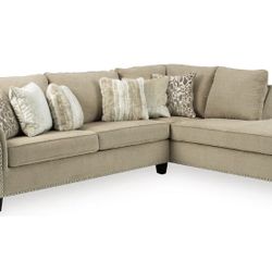 Ashley Furniture Dovemont 2-Piece RAF Sectional In Tan Couch 