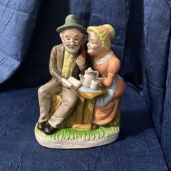 Vintage F.E.I. Old Man & Woman Reading, and Tea for 2, Bisque.