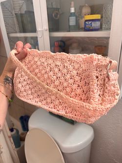 Pink Crochet Shoulder Bag