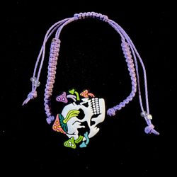 Handmade adjustable Mushroom skull bracelet