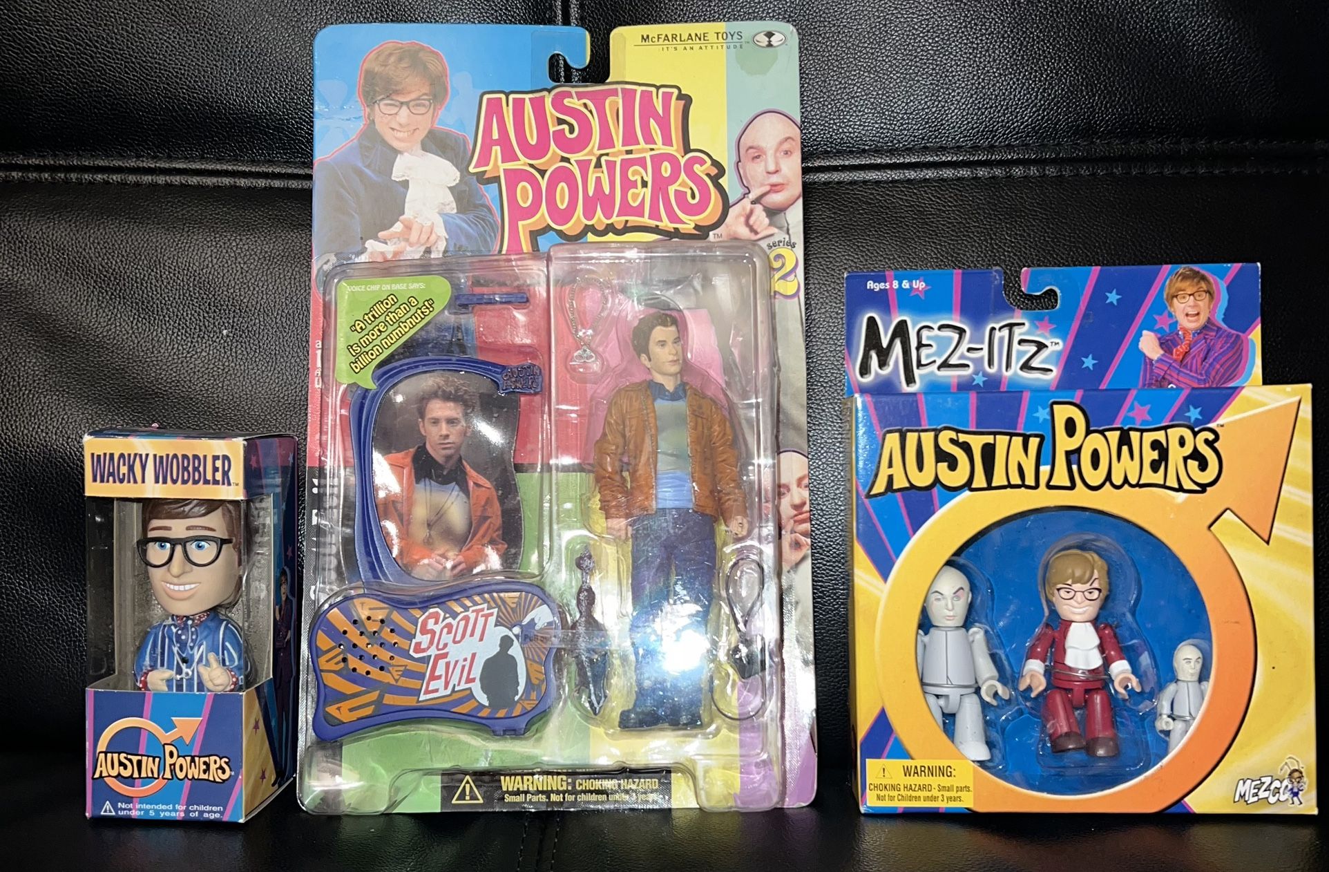 Vintage Austin Powers Lot Wacky Wobbler, Scott Evil & Mez Itz Figures 