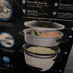 Aroma Rice Cooker BLACK+DECKER 16-Cup Rice Cooker, RC516, 8-Cup Uncooked Rice, Steaming Basket, Removable Non-Stick Bowl, One Touch