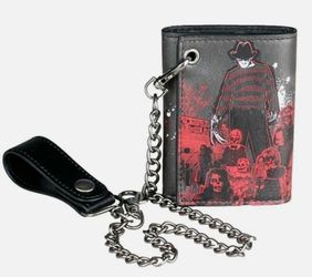 New Classic Horror Character Freddy Krueger Tri-fold Wallet with Chain