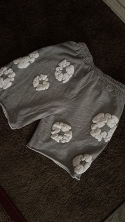 Grey denim tear shorts